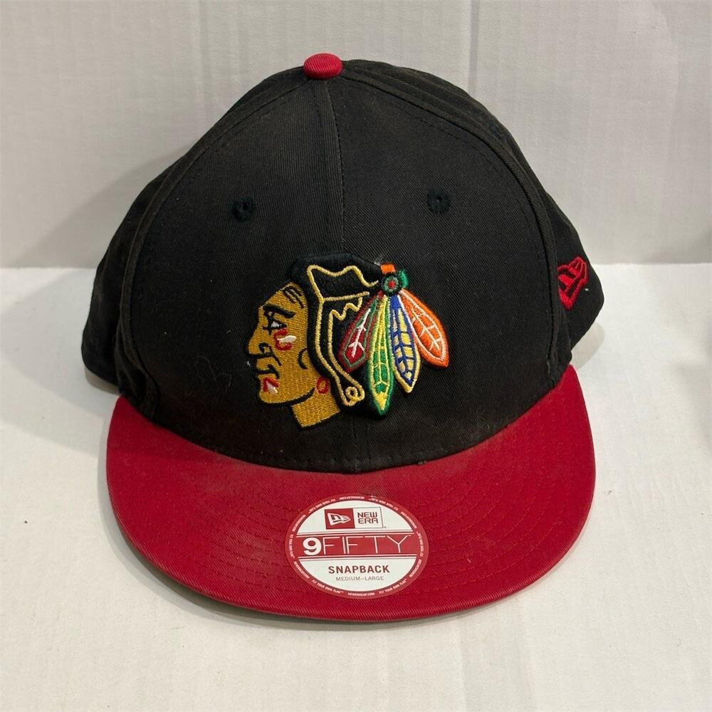 New Era 9FIFTY Chicago Blackhawks Snapback Hat Black Red Green Under Brim